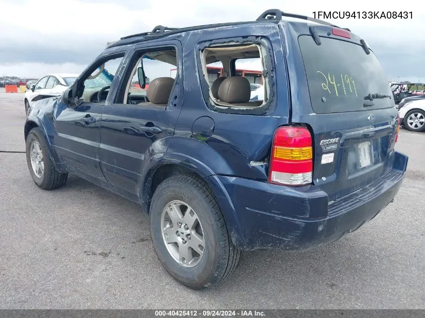 2003 Ford Escape Limited VIN: 1FMCU94133KA08431 Lot: 40425412