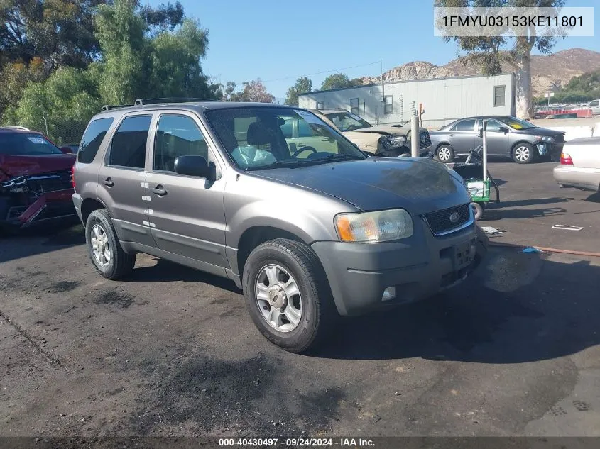 2003 Ford Escape Xlt VIN: 1FMYU03153KE11801 Lot: 40430497