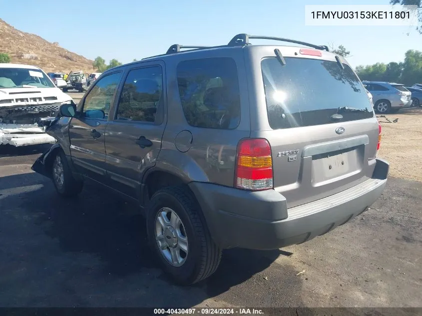 2003 Ford Escape Xlt VIN: 1FMYU03153KE11801 Lot: 40430497