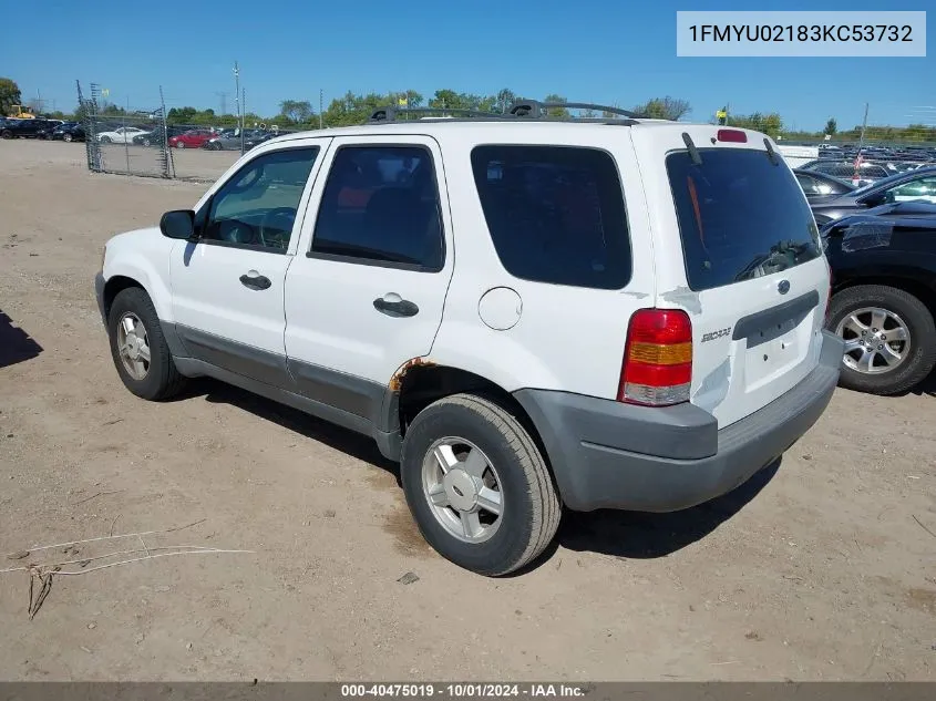 2003 Ford Escape Xls VIN: 1FMYU02183KC53732 Lot: 40475019