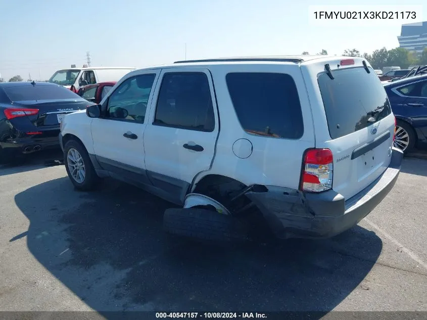 2003 Ford Escape Xls VIN: 1FMYU021X3KD21173 Lot: 40547157