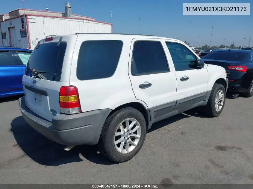 2003 Ford Escape Xls VIN: 1FMYU021X3KD21173 Lot: 40547157