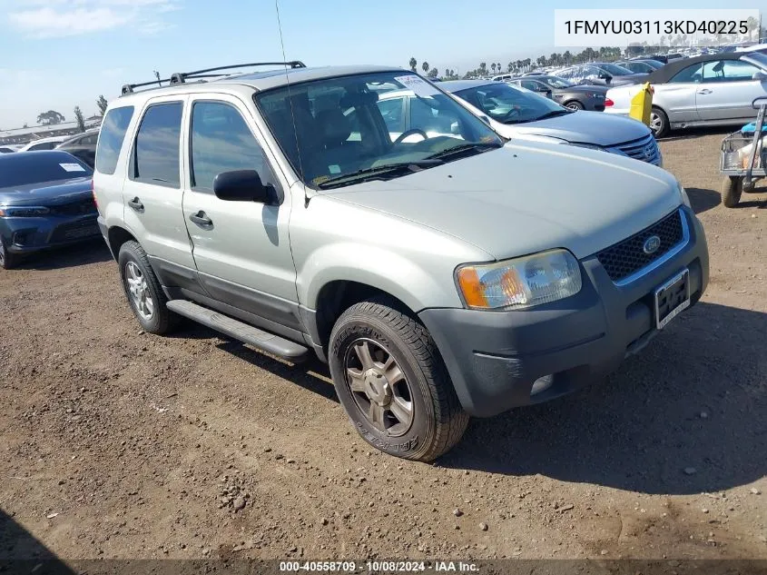 2003 Ford Escape Xlt VIN: 1FMYU03113KD40225 Lot: 40558709