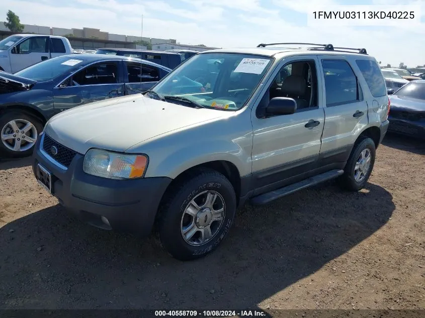 2003 Ford Escape Xlt VIN: 1FMYU03113KD40225 Lot: 40558709