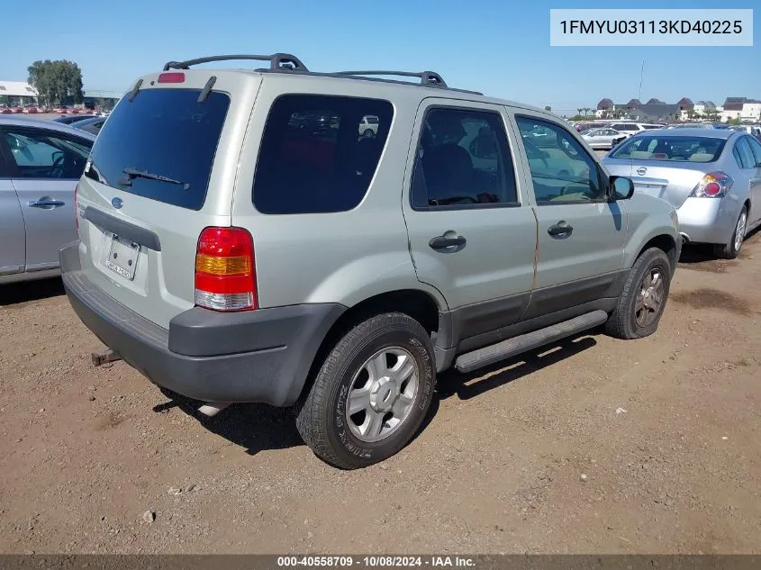 2003 Ford Escape Xlt VIN: 1FMYU03113KD40225 Lot: 40558709