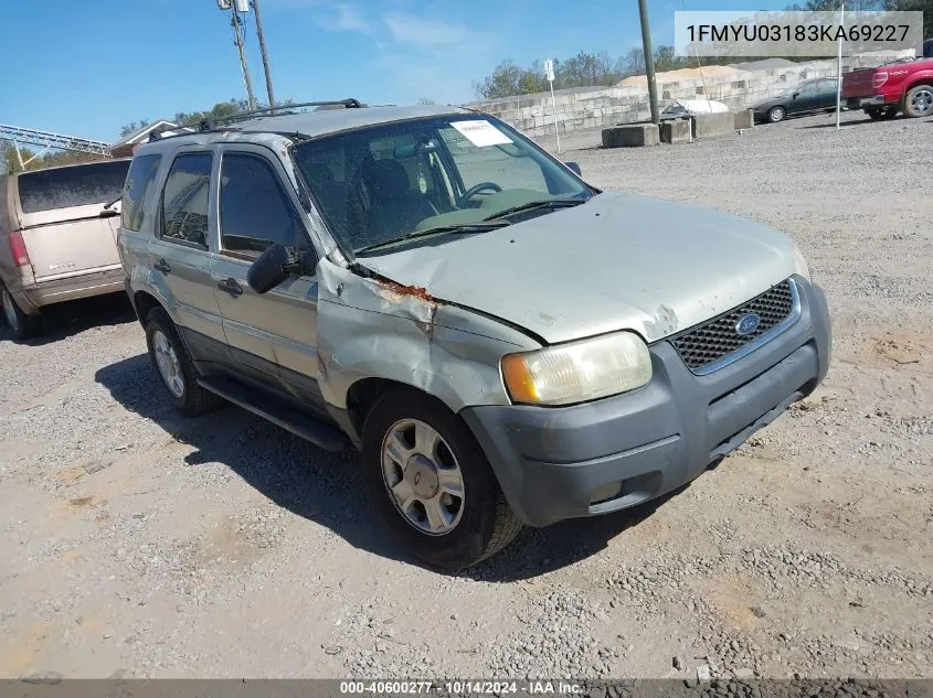 2003 Ford Escape Xlt VIN: 1FMYU03183KA69227 Lot: 40600277