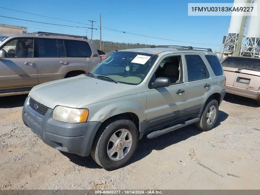 2003 Ford Escape Xlt VIN: 1FMYU03183KA69227 Lot: 40600277