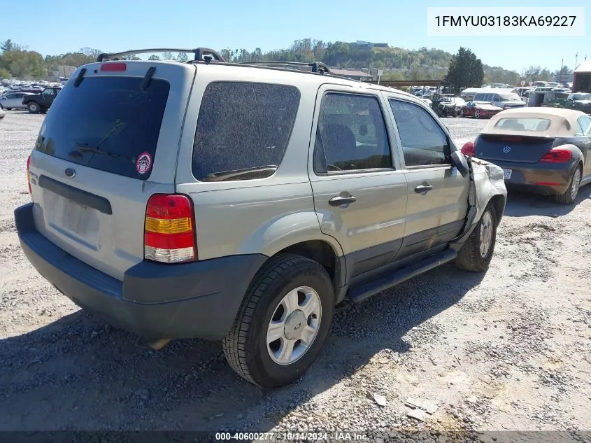 2003 Ford Escape Xlt VIN: 1FMYU03183KA69227 Lot: 40600277