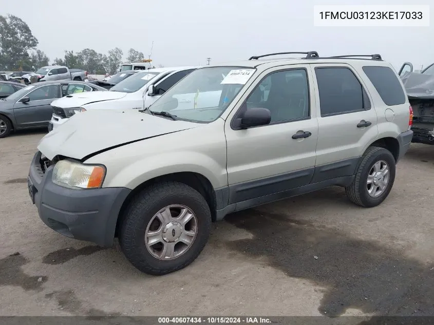 2003 Ford Escape Xlt VIN: 1FMCU03123KE17033 Lot: 40607434