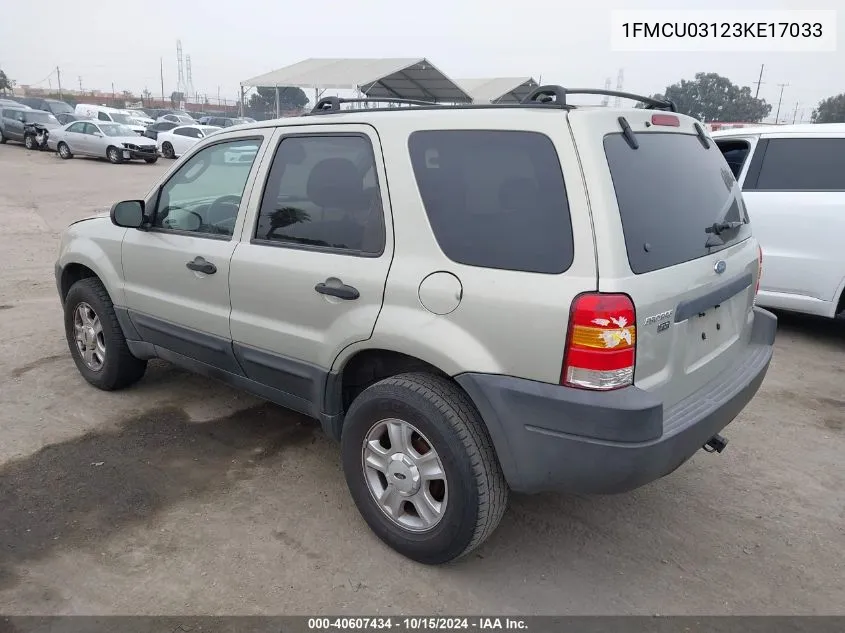 2003 Ford Escape Xlt VIN: 1FMCU03123KE17033 Lot: 40607434