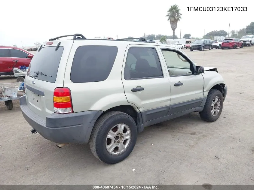 2003 Ford Escape Xlt VIN: 1FMCU03123KE17033 Lot: 40607434