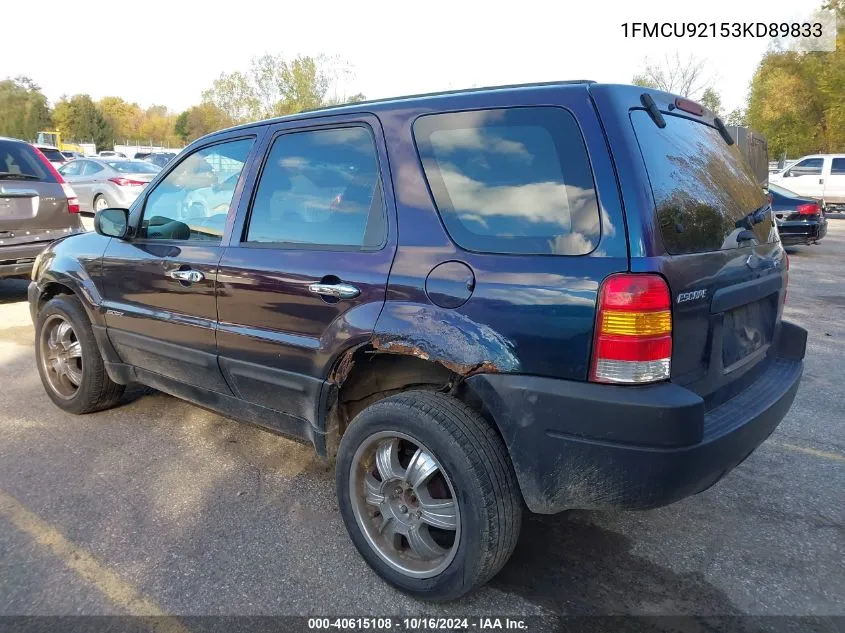 2003 Ford Escape Xls VIN: 1FMCU92153KD89833 Lot: 40615108