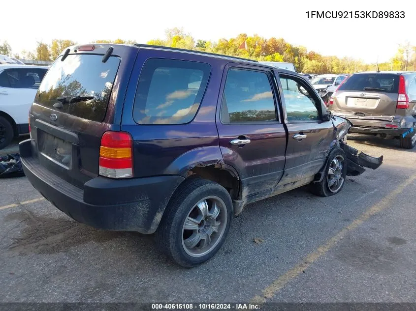 2003 Ford Escape Xls VIN: 1FMCU92153KD89833 Lot: 40615108