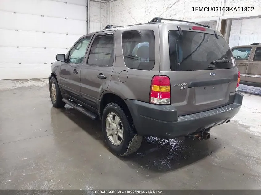 2003 Ford Escape Xlt VIN: 1FMCU03163KA61802 Lot: 40668869