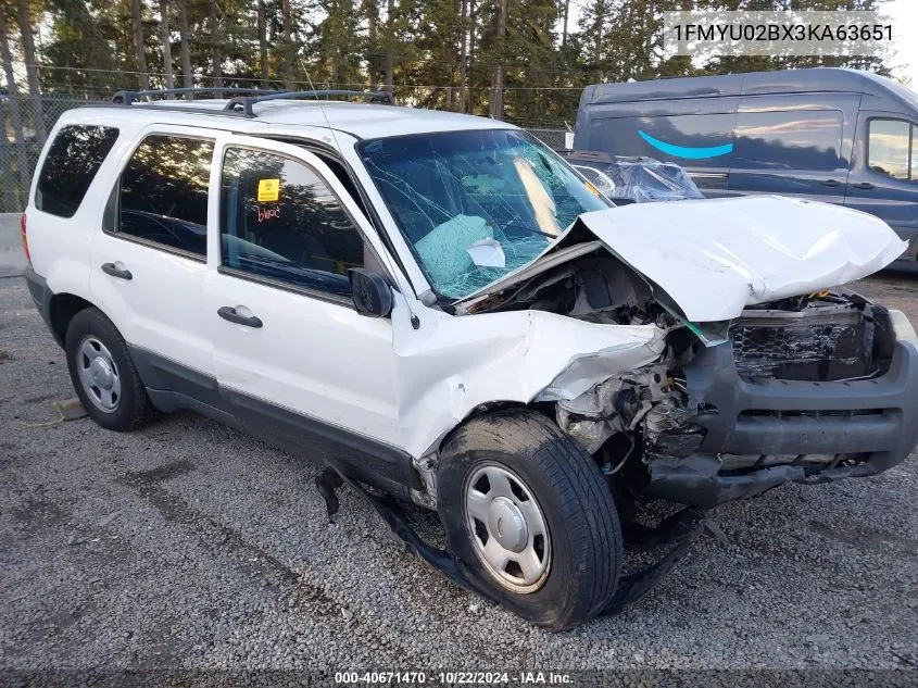 2003 Ford Escape Xls VIN: 1FMYU02BX3KA63651 Lot: 40671470