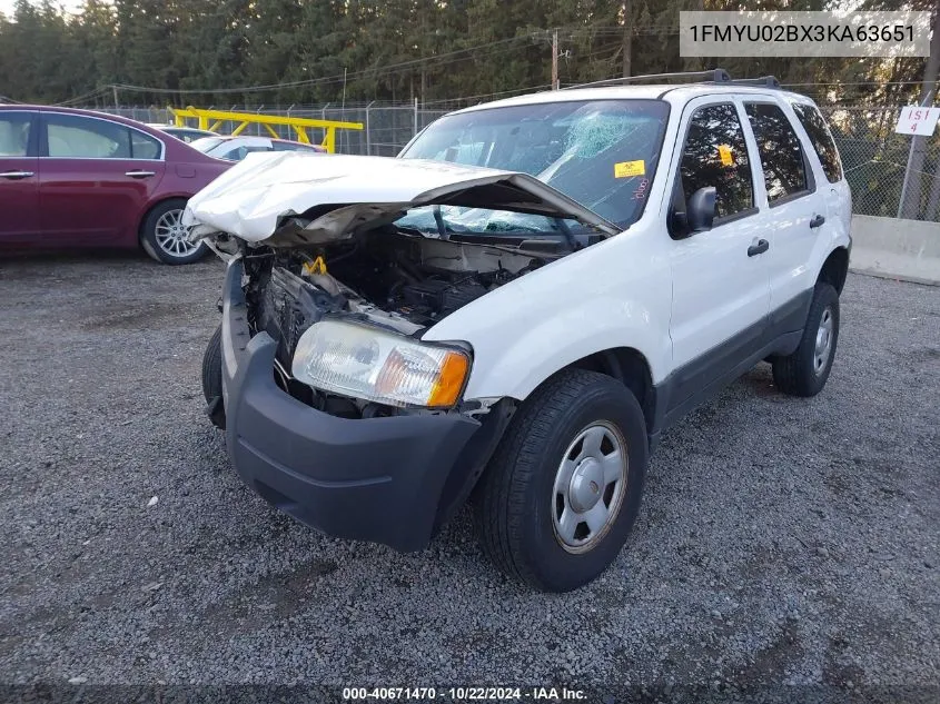 2003 Ford Escape Xls VIN: 1FMYU02BX3KA63651 Lot: 40671470