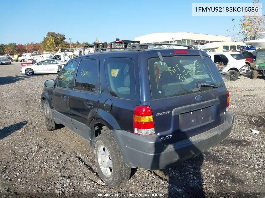 2003 Ford Escape Xls VIN: 1FMYU92183KC16586 Lot: 40673161