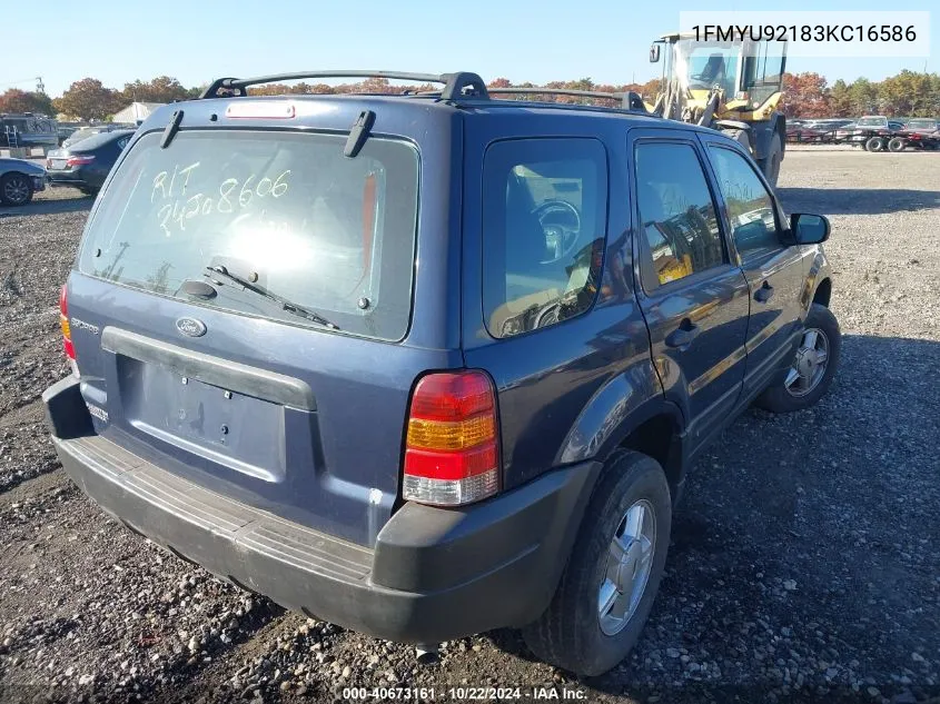 2003 Ford Escape Xls VIN: 1FMYU92183KC16586 Lot: 40673161