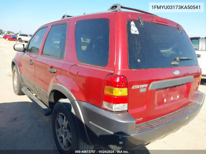 2003 Ford Escape Xlt VIN: 1FMYU03173KA50541 Lot: 40673757