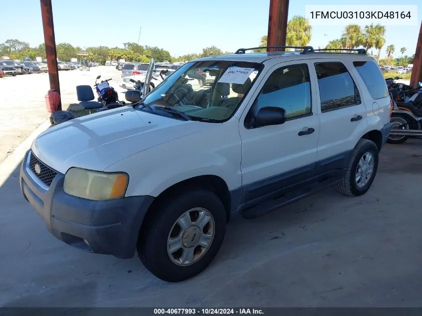 2003 Ford Escape Xlt VIN: 1FMCU03103KD48164 Lot: 40677993