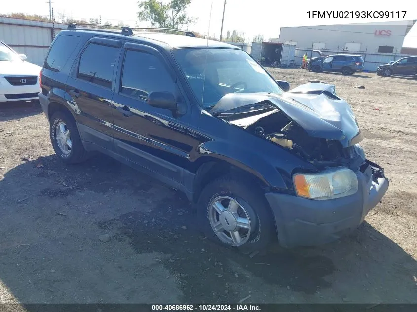 2003 Ford Escape Xls VIN: 1FMYU02193KC99117 Lot: 40686962