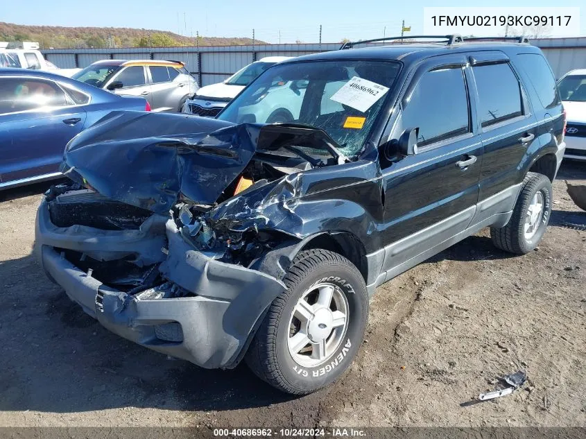 2003 Ford Escape Xls VIN: 1FMYU02193KC99117 Lot: 40686962