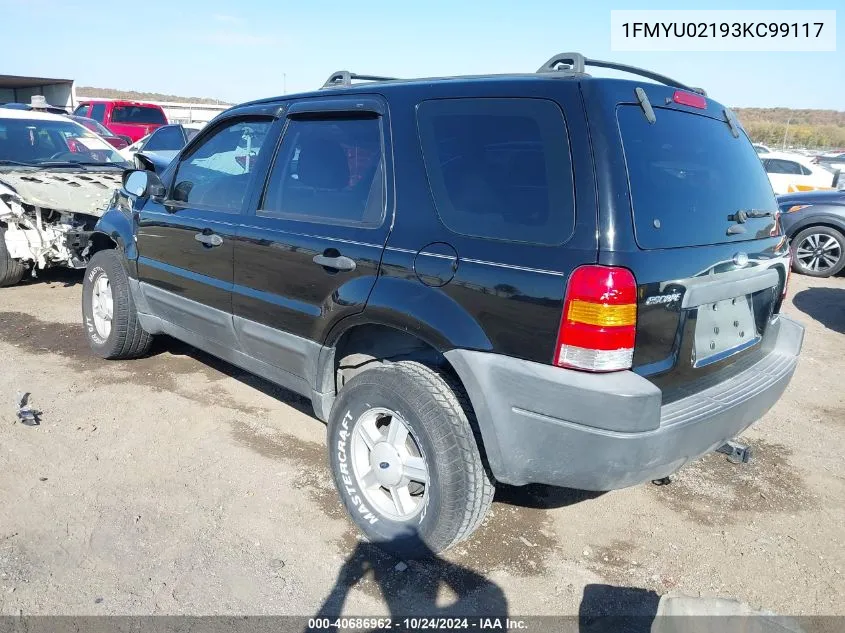 2003 Ford Escape Xls VIN: 1FMYU02193KC99117 Lot: 40686962