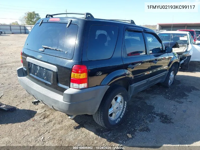 2003 Ford Escape Xls VIN: 1FMYU02193KC99117 Lot: 40686962