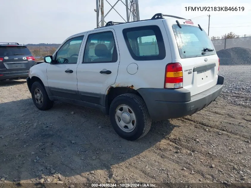 2003 Ford Escape Xls VIN: 1FMYU92183KB46619 Lot: 40695244