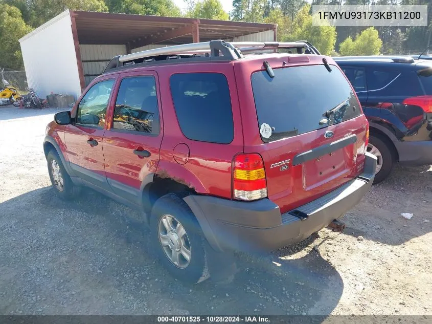 2003 Ford Escape Xlt VIN: 1FMYU93173KB11200 Lot: 40701525