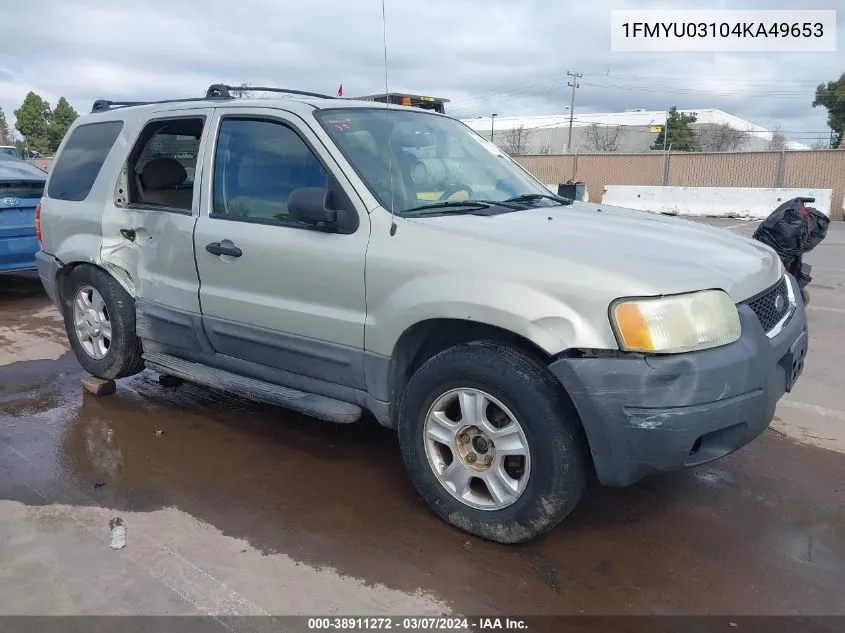 2004 Ford Escape Xlt VIN: 1FMYU03104KA49653 Lot: 38911272