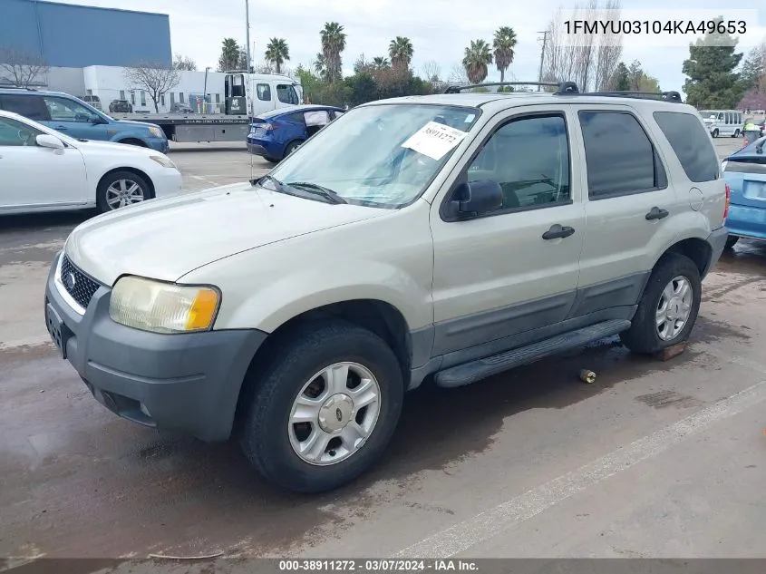 2004 Ford Escape Xlt VIN: 1FMYU03104KA49653 Lot: 38911272