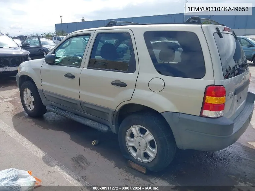 2004 Ford Escape Xlt VIN: 1FMYU03104KA49653 Lot: 38911272