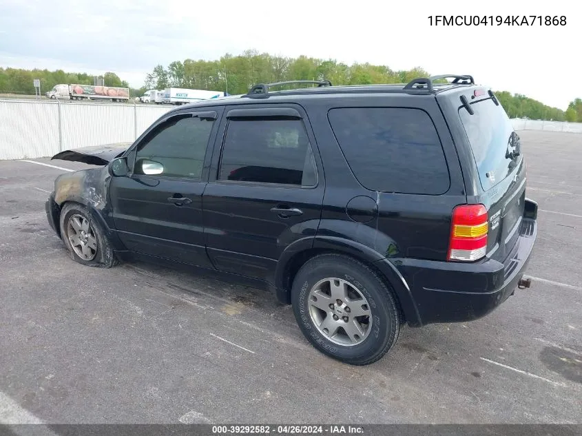 2004 Ford Escape Limited VIN: 1FMCU04194KA71868 Lot: 39292582