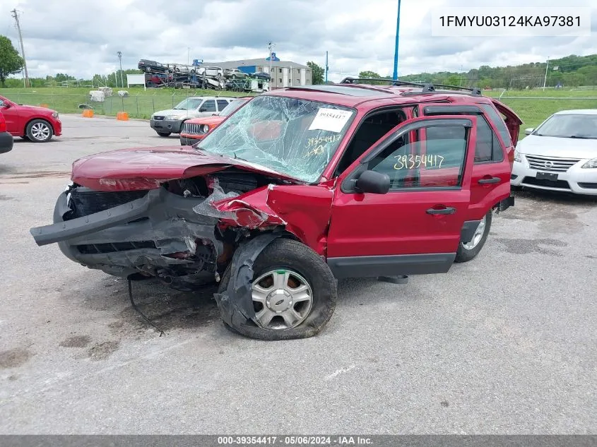 2004 Ford Escape Xlt VIN: 1FMYU03124KA97381 Lot: 39354417