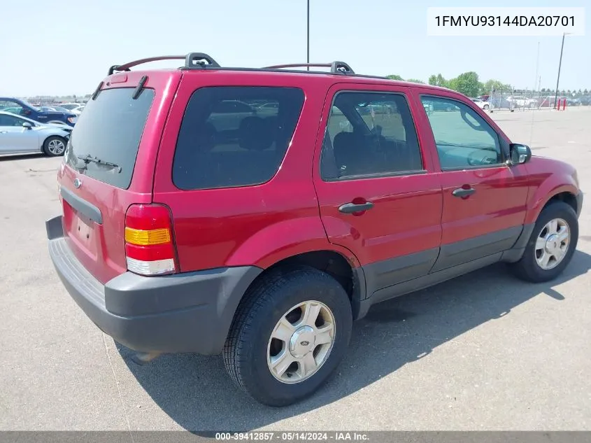 2004 Ford Escape Xlt VIN: 1FMYU93144DA20701 Lot: 39412857