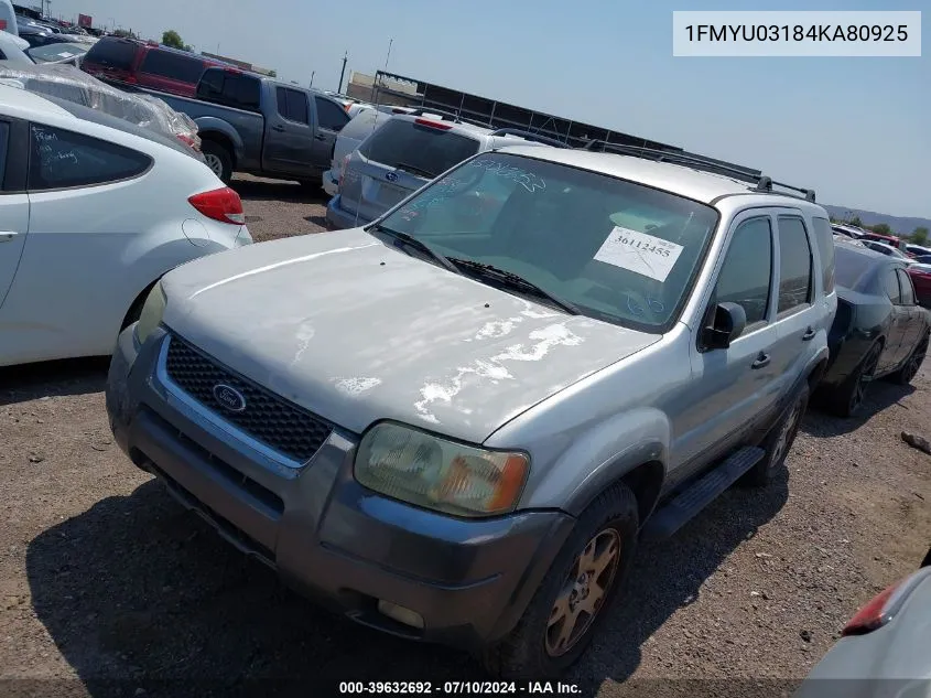 2004 Ford Escape Xlt VIN: 1FMYU03184KA80925 Lot: 39632692