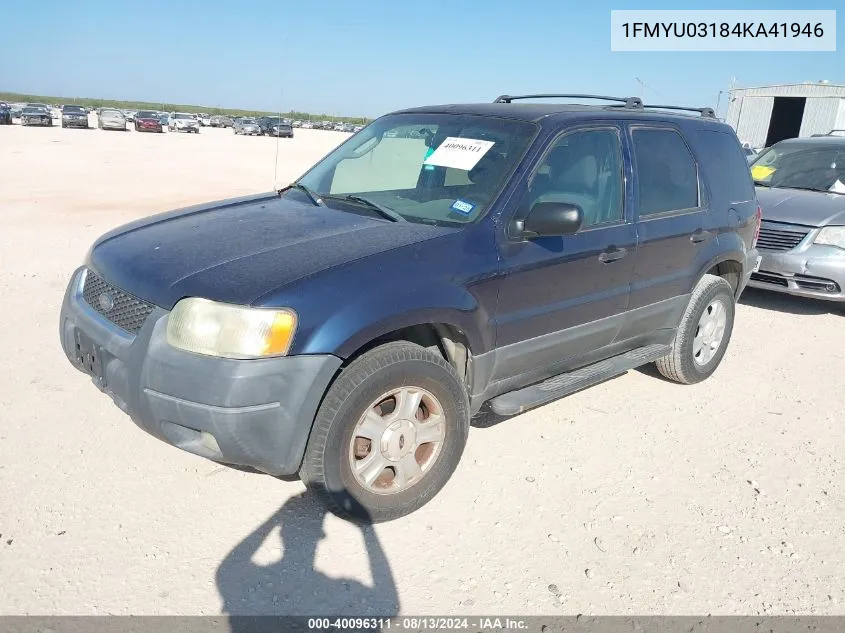 2004 Ford Escape Xlt VIN: 1FMYU03184KA41946 Lot: 40096311