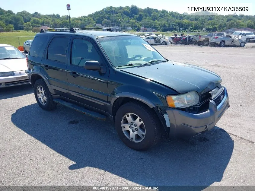 2004 Ford Escape Xlt VIN: 1FMYU931X4KA36509 Lot: 40197873