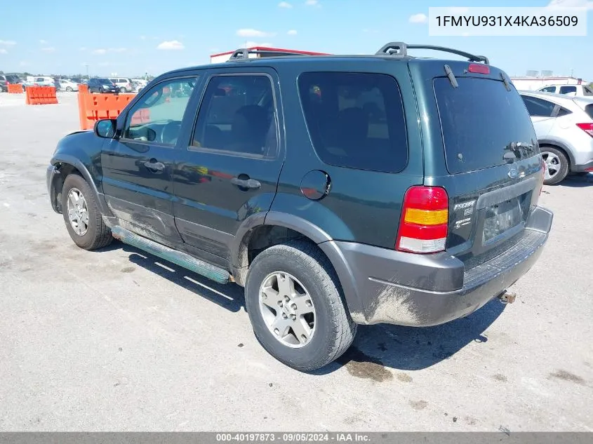 2004 Ford Escape Xlt VIN: 1FMYU931X4KA36509 Lot: 40197873