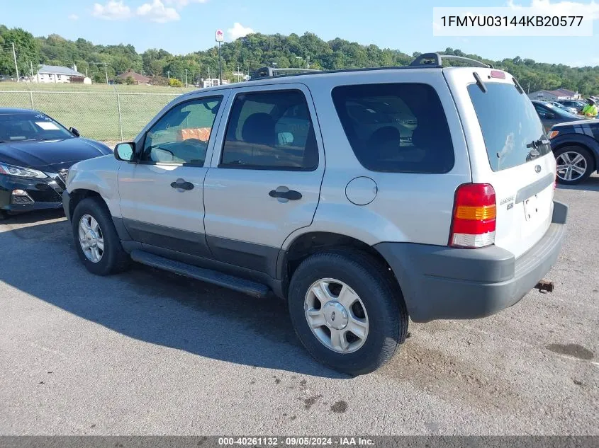 2004 Ford Escape Xlt VIN: 1FMYU03144KB20577 Lot: 40261132