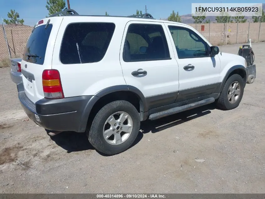 2004 Ford Escape Xlt VIN: 1FMCU93114KB05923 Lot: 40314896