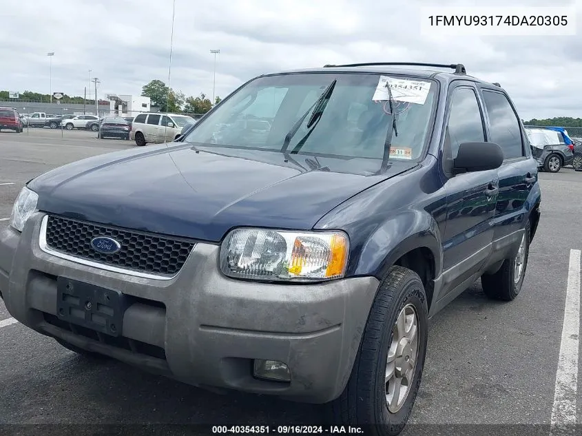 2004 Ford Escape Xlt VIN: 1FMYU93174DA20305 Lot: 40354351