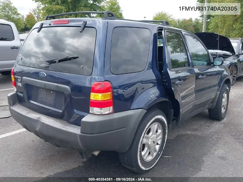 2004 Ford Escape Xlt VIN: 1FMYU93174DA20305 Lot: 40354351