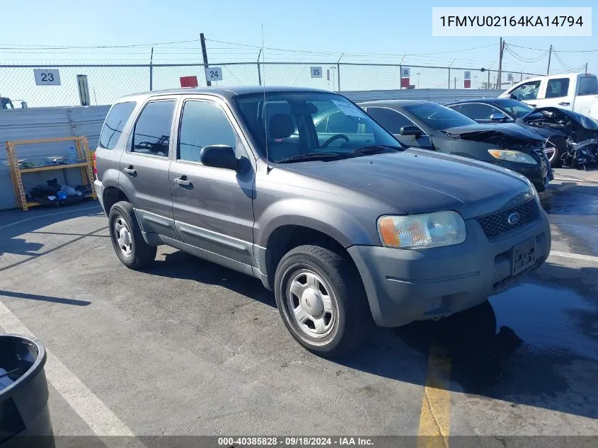 2004 Ford Escape Xls VIN: 1FMYU02164KA14794 Lot: 40385828