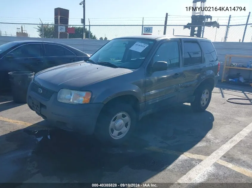 2004 Ford Escape Xls VIN: 1FMYU02164KA14794 Lot: 40385828