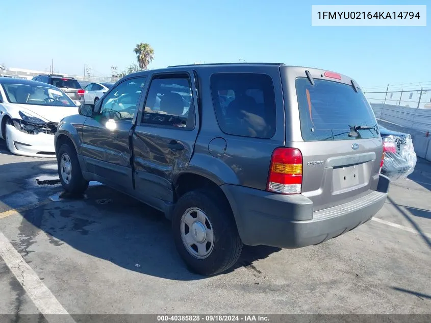 2004 Ford Escape Xls VIN: 1FMYU02164KA14794 Lot: 40385828