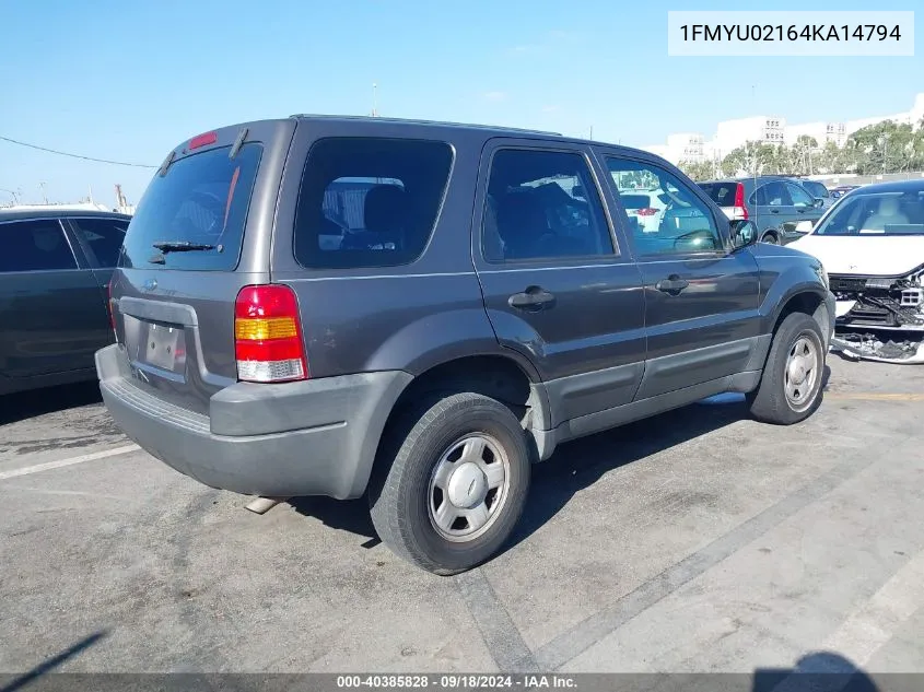 2004 Ford Escape Xls VIN: 1FMYU02164KA14794 Lot: 40385828