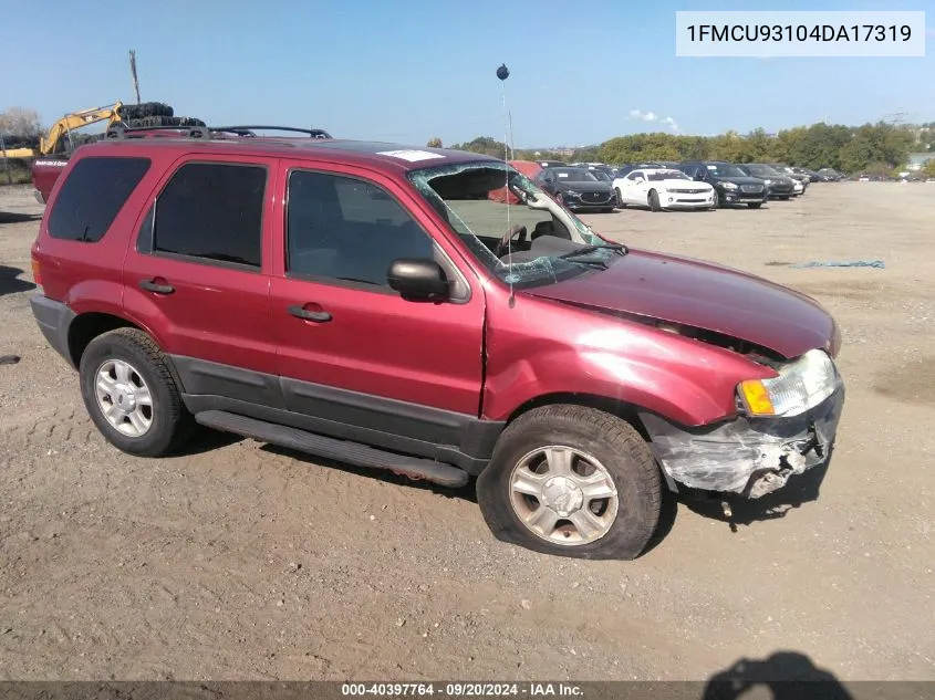 2004 Ford Escape Xlt VIN: 1FMCU93104DA17319 Lot: 40397764