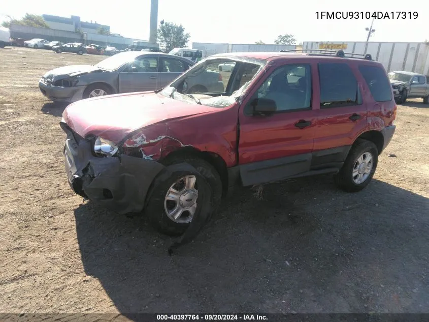 2004 Ford Escape Xlt VIN: 1FMCU93104DA17319 Lot: 40397764